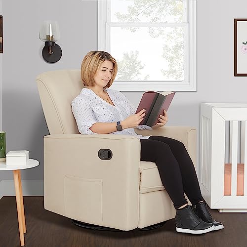 Evolur Raleigh Upholstered Plush Seating Nursery Glider 360-degree, Swivel Rocker Recliner, Multi Recline Positions, Greenguard Gold & JPMA Certified, Stain Resistant, Tool-Free Assembly, Shell Evolur