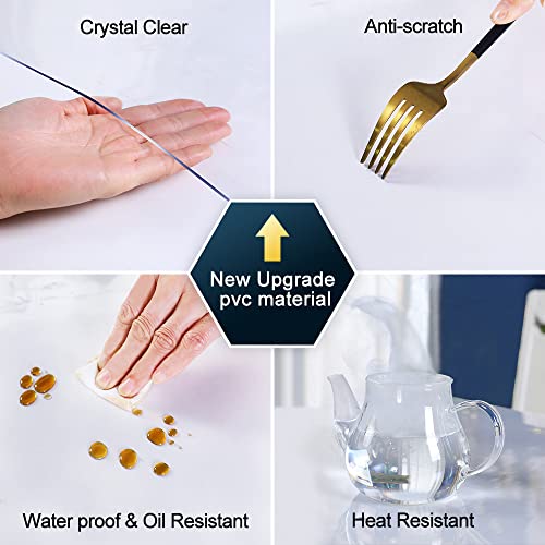 Clear Plastic Dining Table Protector Tablecloth Desk Blotter Pad Mat Wooden Furniture Coffee Glass End Side Console Corner Bar Table Top Protection Countertop Cover Waterproof PVC Vinyl 20x36 Inch SPLENDEFUL