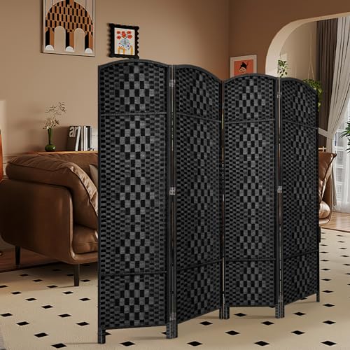 HALLYBEE Room Divider, Room Dividers and Folding Privacy Screens, 16in Privacy Screen, 4 Panel Temporary Wall Partitions, 6ft Space Separation Panel Screen, Black HALLYBEE