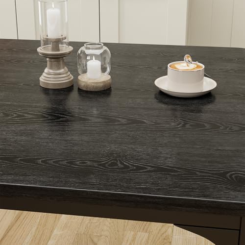 Gizoon Kitchen Table for 2, Table and Chairs Set of 2, 3 Piece Dinner Table Set with 2 Upholstered PU Leather Chairs for Dining Room, Living Room, Apartment, Small Space, Black Gizoon