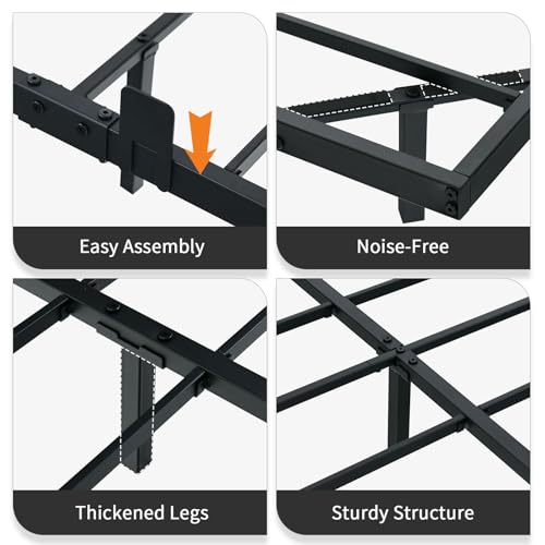 HOMBCK Floating Bed Frame King with LED Lights, Industrial Style Metal Bed Frame, No Box Spring Needed, Easy to Assemble, Noise Free HOMBCK
