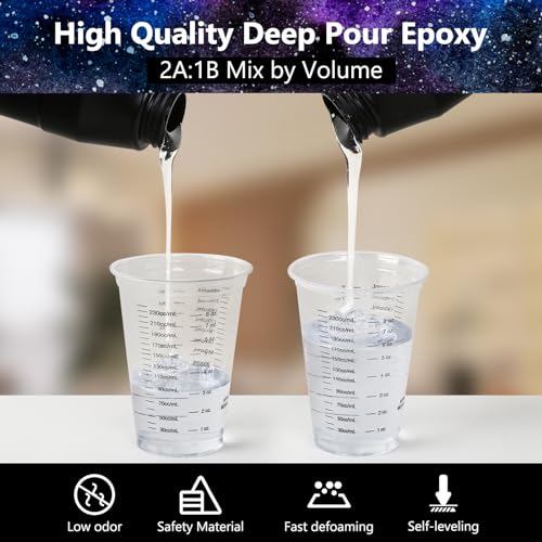Deep Pour Epoxy Resin, KISREL 96OZ Resin Epoxy Kit (2:1) for 2-4 Inch Pour Depths,Bubble Free, Low Odour, Crystal Clear Casting Resin for Bar Tops, Table Tops, River Tables, Wood Fillers, Crafts KISREL
