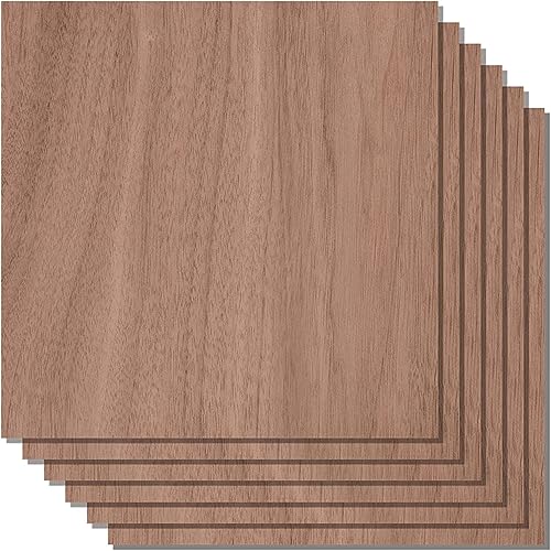 Walnut Plywood Sheets for Crafts 1/8 inch, 3mm Plywood Sheet for Laser Cutting, Wood Burning, Architectural Models, Drawing - 6 Pack Walnut Wood Sheets 12 x 12 inch (SS Custom Products) SS Custom Products