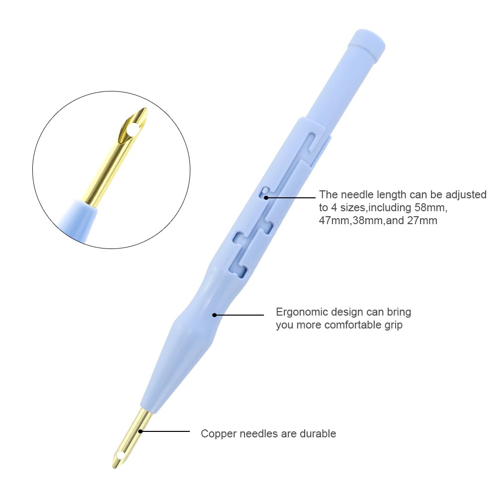 2 Pack Adjustable Embroidery Punch Needle Pen Tool, Felting Threader Needle for Embroidery Rug DIY Handmade Art Crafts Stitching Applique Embellishment WYBG