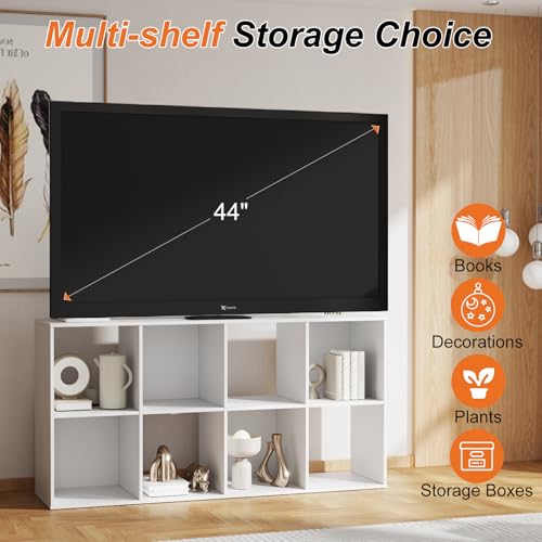 Sweetcrispy 8 Cube Storage Organizer - Open Cube Bookshelf with 4 Removable Back Panels, Display Storage Bookcase for Living Room, Bedroom, Entrance Hall, Home Office,47.7" L×11.6" W×24" H, White Sweetcrispy
