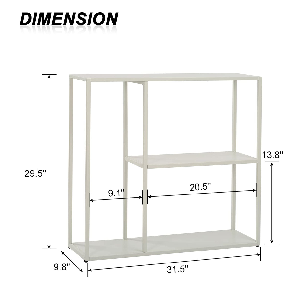 HDANI Console Table, Narrow Entryway Table, 3 Tier Metal Hallway Table, 9.8''Dx31.5''Wx29.7''H(White) HDANI