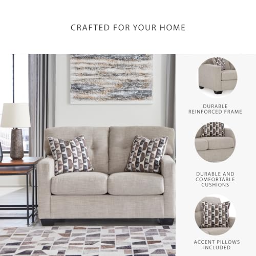 Signature Design by Ashley Mahoney Contemporary Tufted Loveseat, Beige Signature Design by Ashley