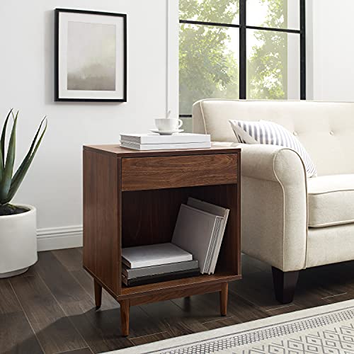 Crosley Furniture Liam End Table and Record Player Stand with Storage for Vinyl Records, Walnut Crosley Furniture