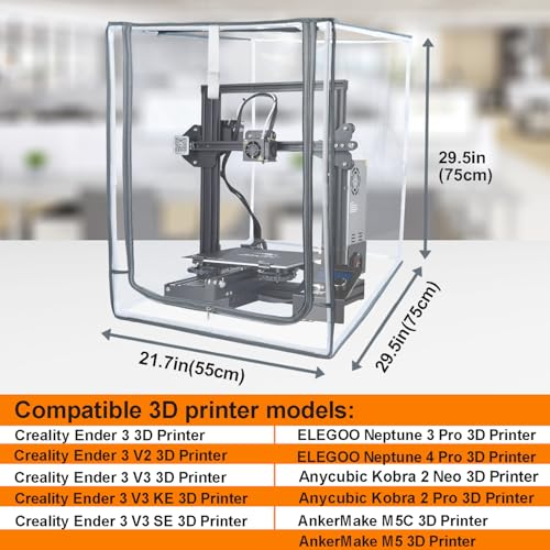 NUENSS-ROR 3D Printer Enclosure for Creality Ender Highly Transparent Waterproof Fireproof 3D Printer Protective Cover for Creality Ender 3 Ender 3 V2 Upgraded Ender 3 V3 Ender 3 V3 KE Ender 3 V3 SE NUENSS-ROR