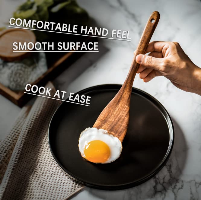 Hefild Premium Wooden Spoons for Cooking, and Wooden Spatula for Cooking & Wood Spatula, 12 pcs Wooden Utensils for Cooking, Teak Wood Utensils Set for Non-Stick Cookware, Present for Chefs & Home Hefild