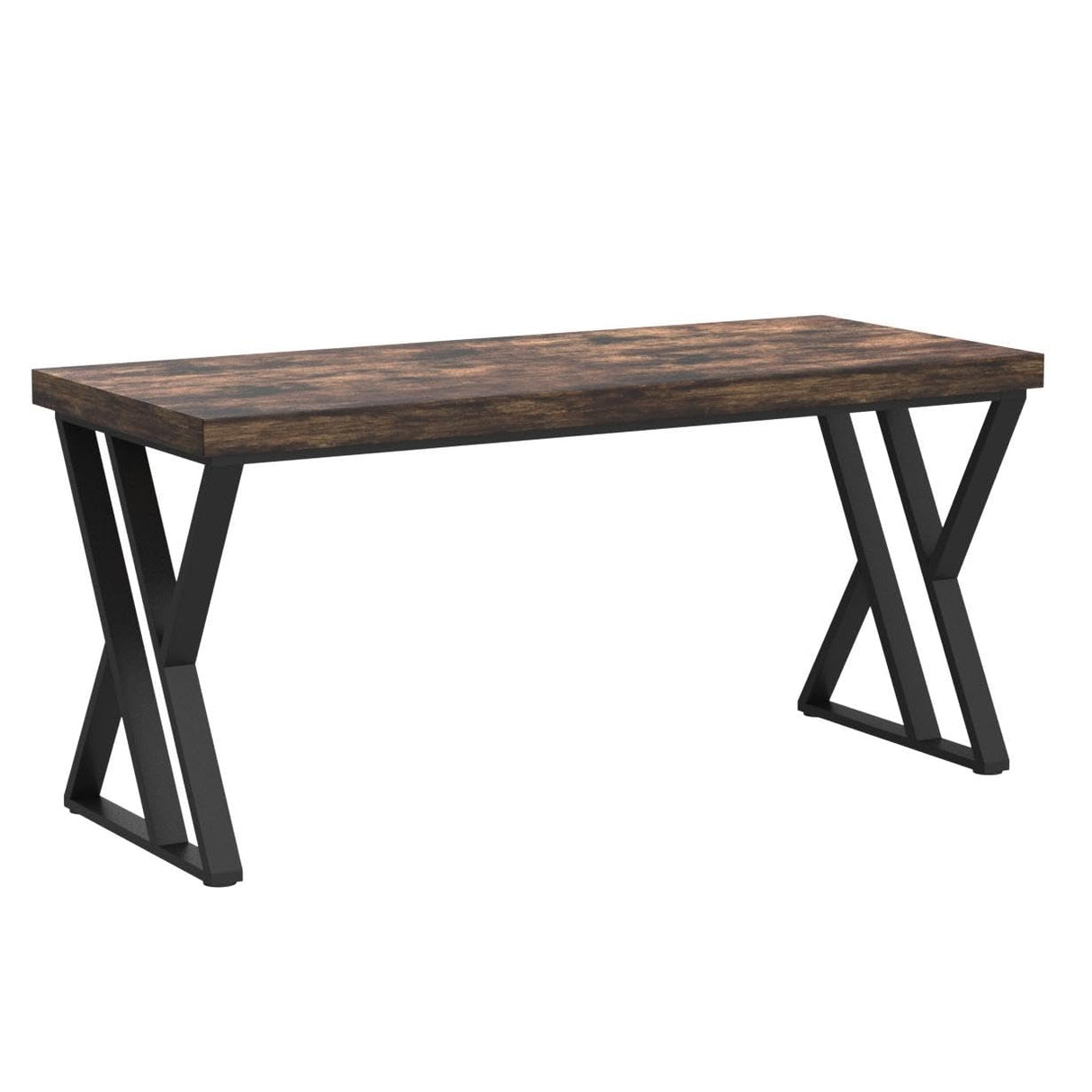 Tribesigns Writing Computer Desk, 55 inch Heavy Duty Study Desk with Z-Shaped Metal Leg, Modern Simple Home Office Computer Desk, Rustic Brown Tribesigns