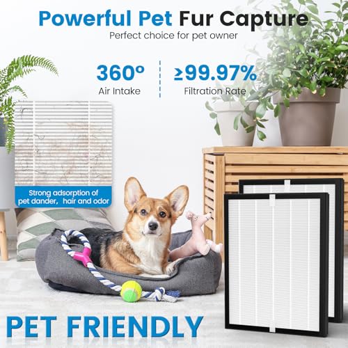 2 Pack KJ190L Filter Replacement Compatible with MOOKA KJ190L Air Purifier For Home Large Room 2000 Ft², 2 H13 HEPA Filters and 4 Washable PreFilters Pet Air Purifier Filters for Bedroom iSingo