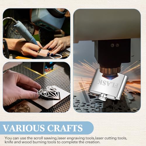 Dunzoom 127 Pcs Laser Material Kit Laser Cutting Engraving Materials Accessories Including Wood, Metal, PU Leather, Fabric, Glass, Rock, Rubber for Cutters Engraving Supplies Dunzoom