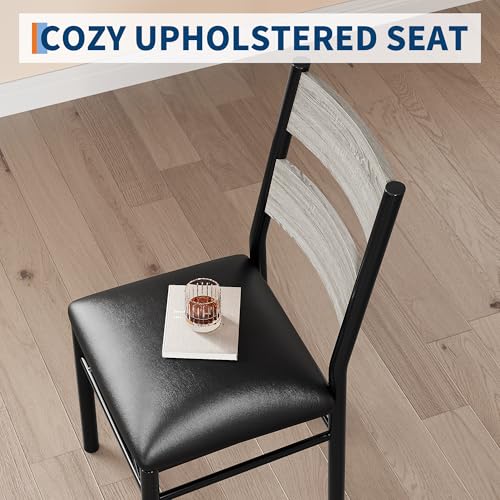 IDEALHOUSE Dining Table Set for 4, Dining Room Table Set for 4 with Corner Protector, Wood Kitchen Table and Chairs Set of 4 with Upholstered Chairs for, Kitchen Room, Apartment, Retro Gray IDEALHOUSE