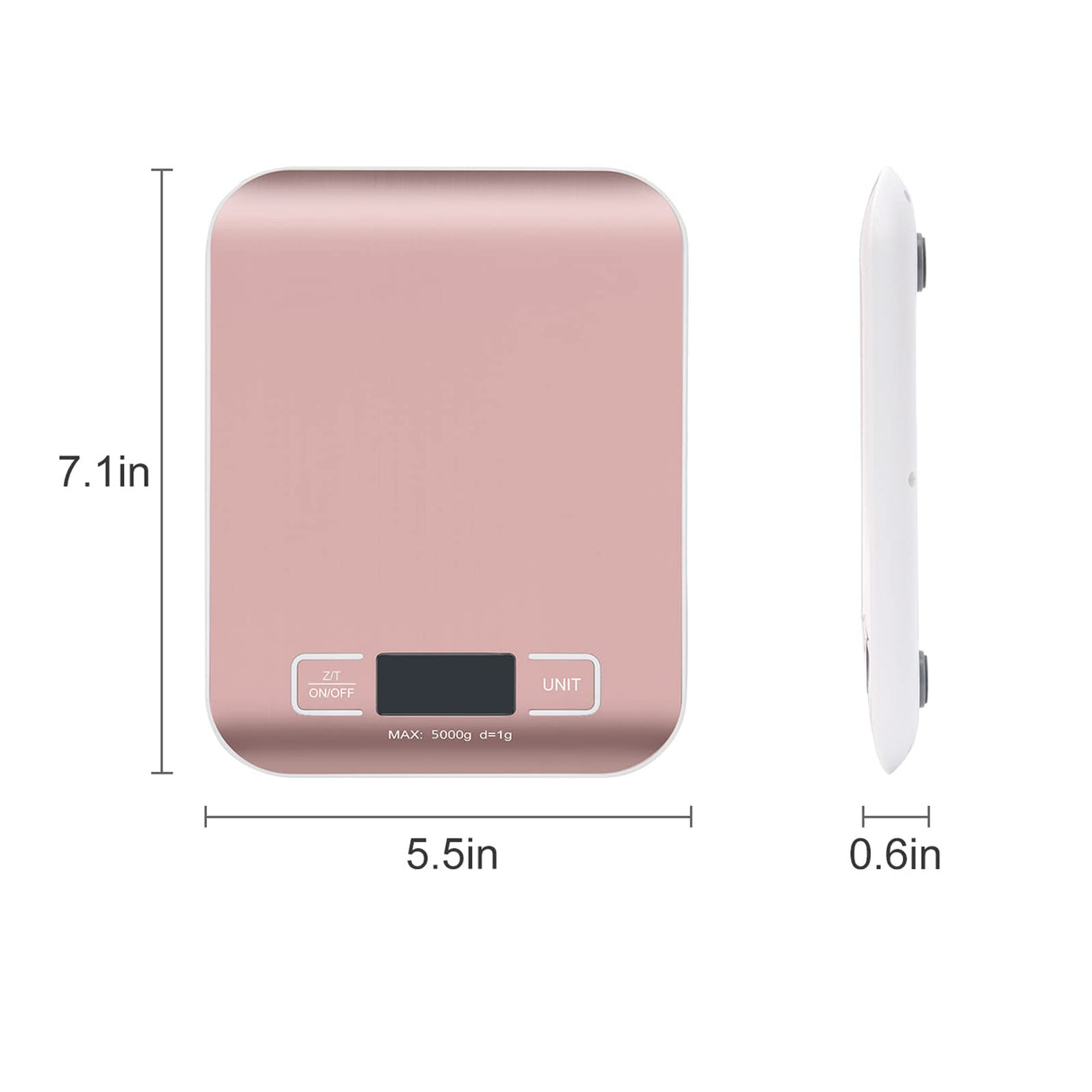 Selegere Digital Shipping Scale,Stainless Steel Panel, Accurate 5kg/1g Portable Postal Scale for Packages, Small Business,Kitchen, Food, Handmade, Liquids, and Boutique (Rose Gold) Selegere