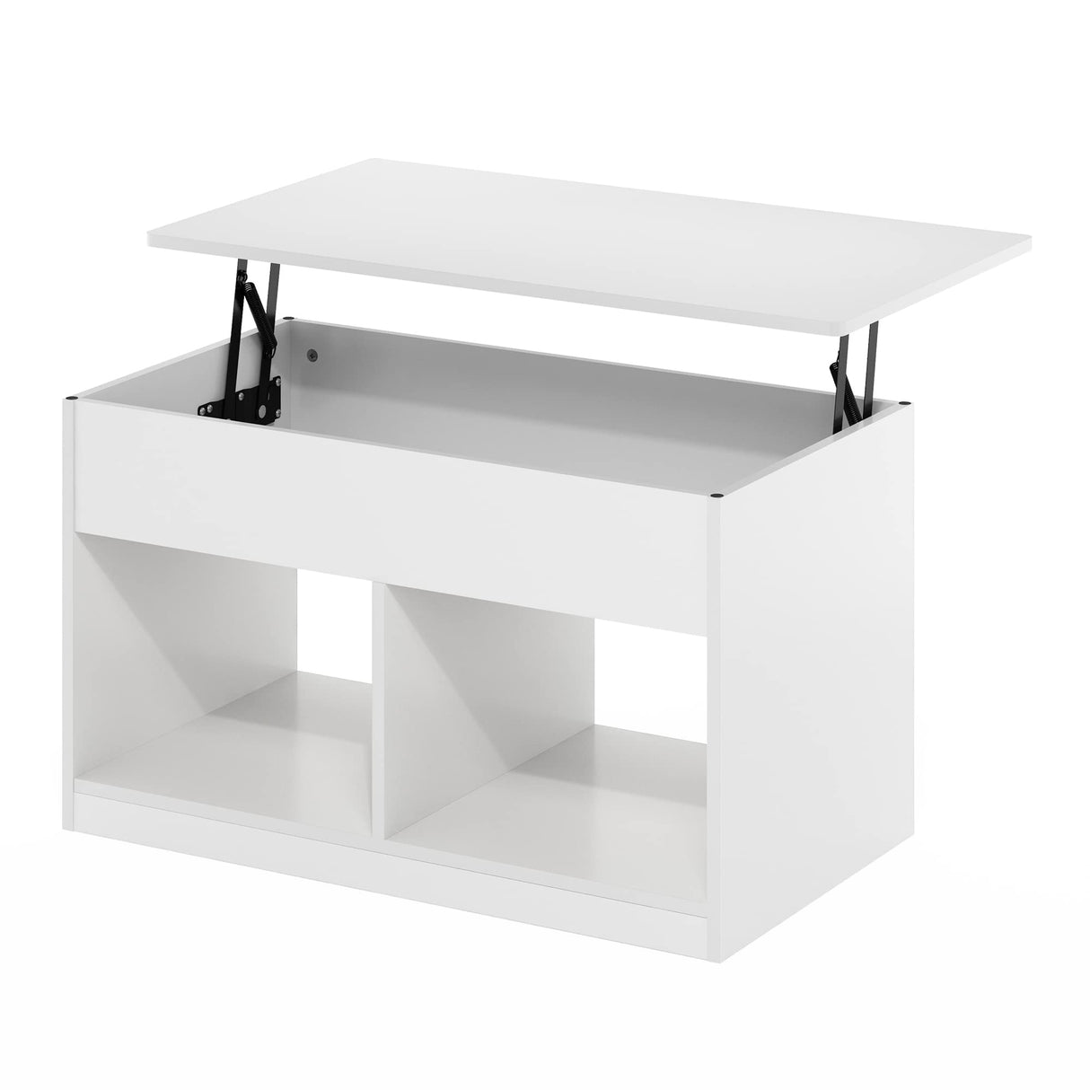 Furinno Jensen Living Room Lift Top Coffee Table with Hidden Compartment, Solid White Furinno