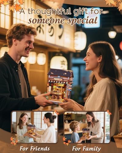 CUTEBEE Book Nook Kit - DIY Miniature House Japanese Izakaya, Dollhouse Kit for Adults and Teens, Booknook Tiny House Bookshelf Decor 3D Wooden Puzzle, Gifts for Family, Friends (Japanese Izakaya)