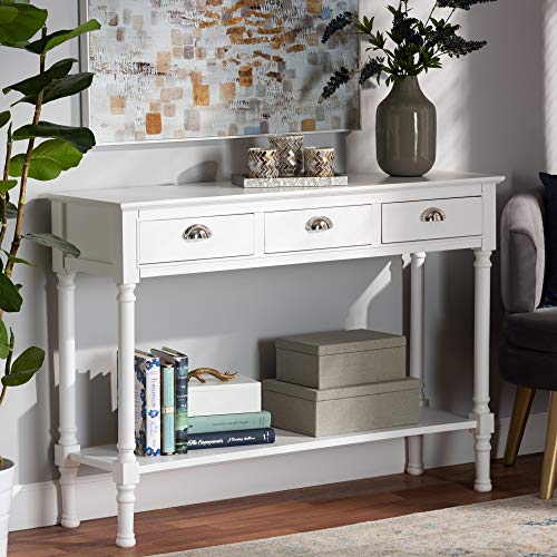 Baxton Studio Garvey French Provincial White Finished Wood 3-Drawer Entryway Console Table Baxton Studio