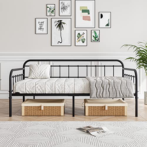JURMERRY Metal Daybed Frame Twin Size with Steel Slats Platform Furniture,Black… JURMERRY