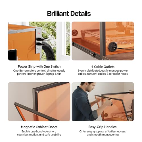 Crafit Laser Engraver Enclosure Cabinet with Exhaust, Laser Engraving Table with Ventilation Fan, Heavy Duty Laser Cutter Protective Cover Tent with Eye Protection, Insulates against Noise Fumes Odors Crafit