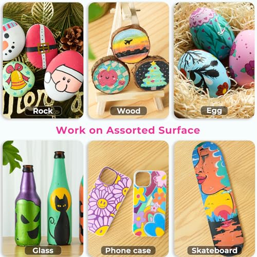 Ohuhu 30 Colors Acrylic Paint Pens : Dual Tips (Round & Fine) Acrylic Markers High Opacity Paint Markers Waterproof Lightfast for Rock Painting Easter Eggs Wood Glass Ceramic Canvas Ohuhu