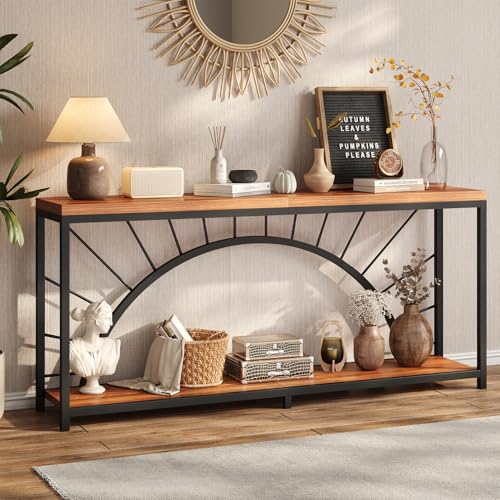 70.9 Inch Console Table, Extra Long Industrial Sofa Tables, 2-Tier Behind Couch Table, Foyer Tables for Entryway, Hallway, Living Room, Unique Design UNIQUITE