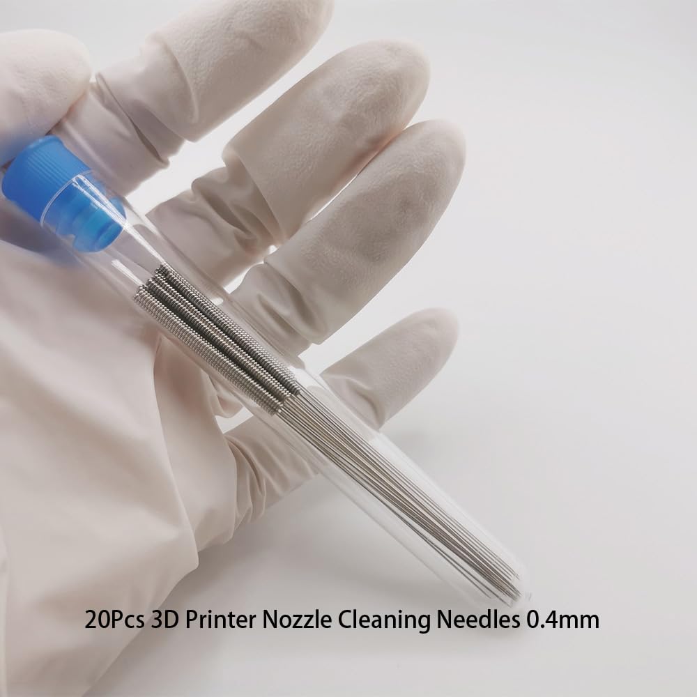 20Pcs 3D Printer Nozzle Cleaning Needles 0.4mm, 3D Printer Nozzle Cleaning Kit - 0.4mm Needles for 3D Printer Extruder Nozzles, 0.4mm Stainless Steel Nozzle Needles(Total Length: 80mm) TIEXYE