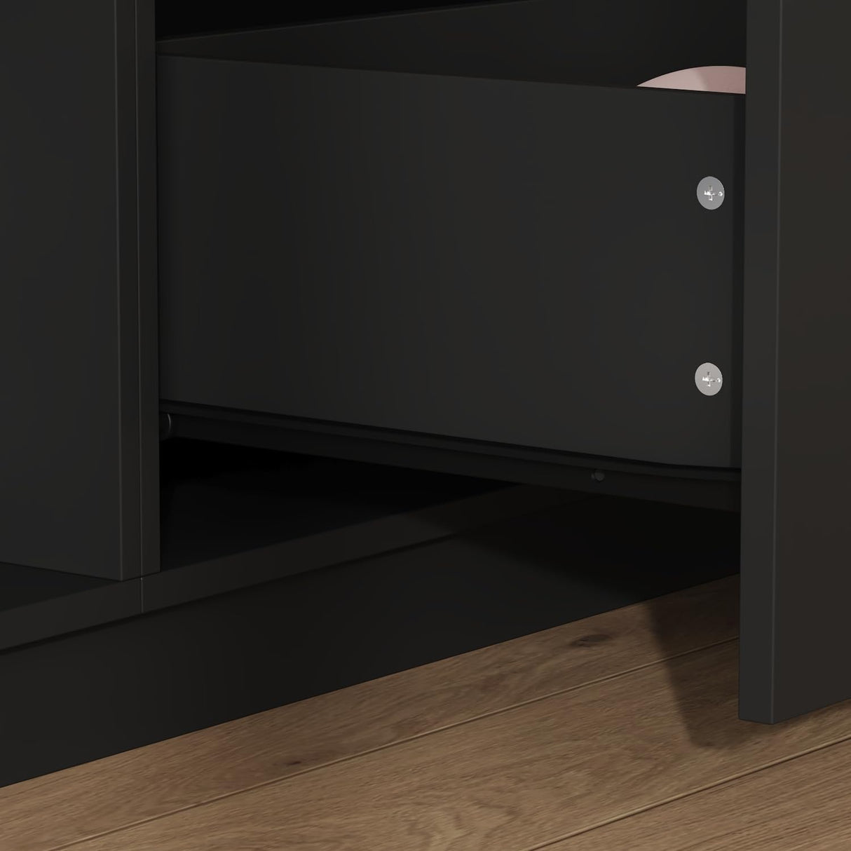 WOODTIME 109.4" W TV Stand for TVs up to 85 Inches, Extra Long Entertainment Center with 2 Large Drawers & Open Shelfs, Modern Wooden Media Console Cabinet for Living Room, Black WOODTIME