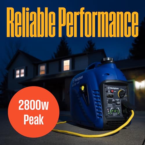 Westinghouse Outdoor Power Equipment 2800 Peak Watt Super Quiet & Lightweight Portable Inverter Generator, Gas Powered, Parallel Capable, Long Run Time Westinghouse