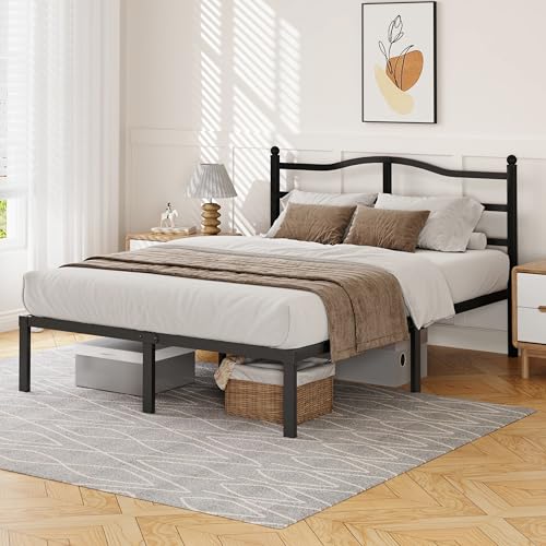 Snaye 14 Inch Queen Bed Frame with Headboard, Heavy Duty Metal Platform Bed Frame Queen Size Mattress Foundation with Sturdy Steel Slats, Easy Assembly Noise Free Snaye