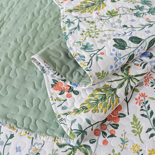 HoneiLife Floral Quilt King Size - 3 Pieces Microfiber Quilt Sets Lightweight Bedspreads Wildflower Coverlets Retro Bed Cover King Quilt Bedding Set All Season Quilts HoneiLife
