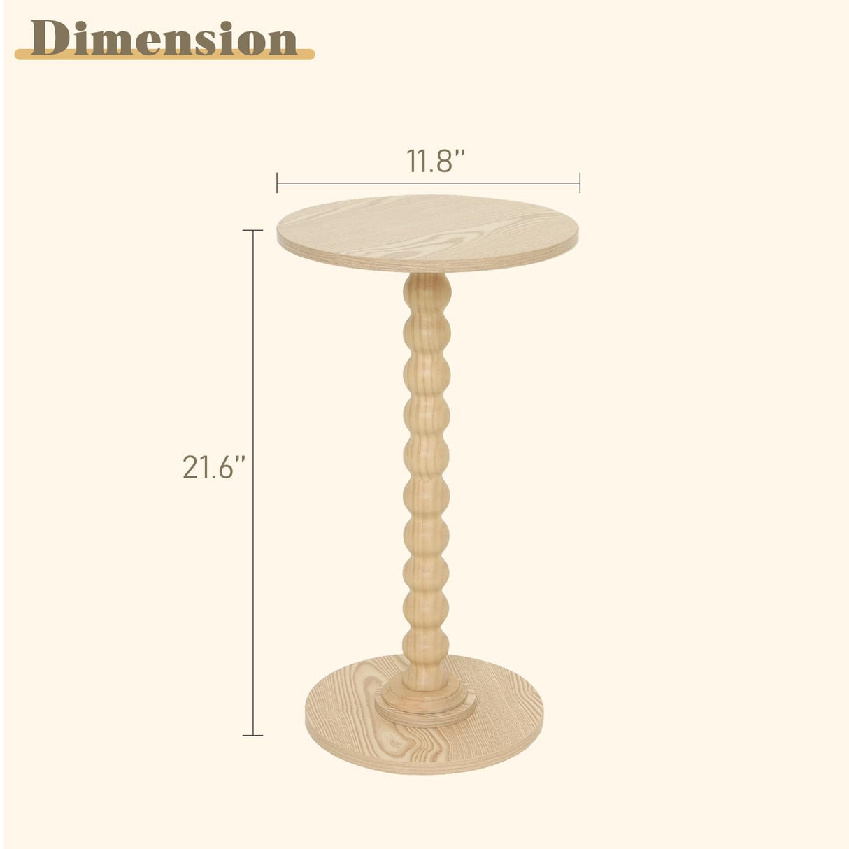 Fultyle Round Side Table, Small Drink Table for Small Spaces, Modern Accent End Table Coffee Table with Solid Wood Leg for Living Room, Bedroom, Corners, and Office (Natural) Fultyle