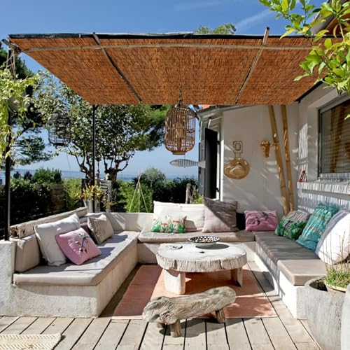 TOOKNIN Bamboo Roll-Up Window Blinds - Set of 2, 47" W x 71" H Brown Bamboo Shades for Enhanced Privacy and Sun Protection TOOKNIN