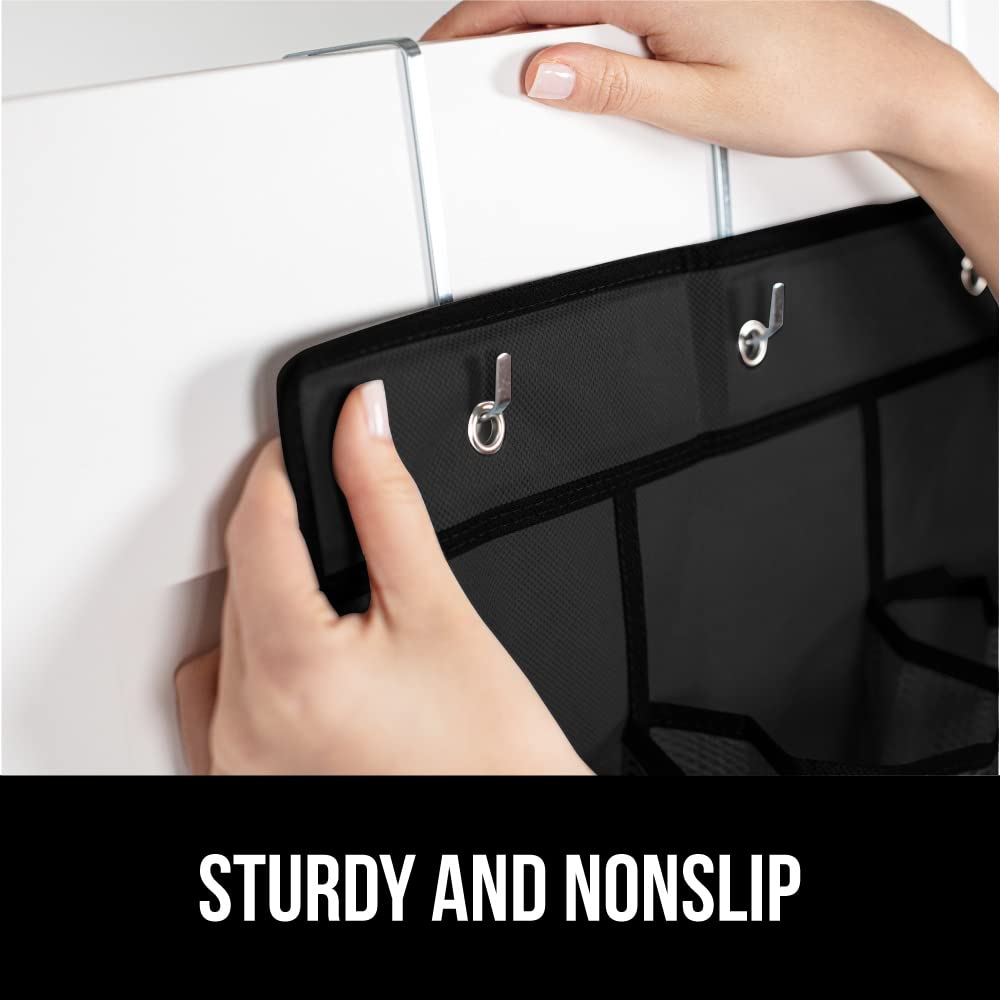 GORILLA GRIP Over the Door Shoe Organizer, 24 Large Breathable Mesh Pockets, Space Saving Hanging Storage Holder, Closet Rack Hanger Holds Up to 40 lbs, Hangs on Closets for Shoes, Accessories, Black GORILLA GRIP