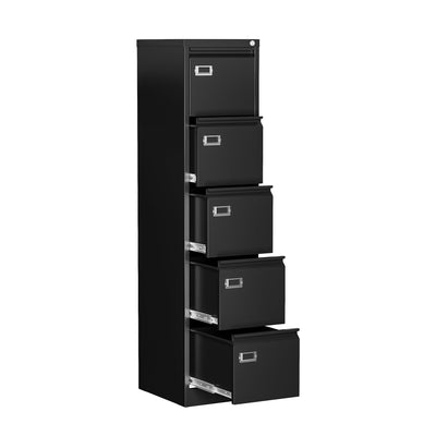 Anxxsu 5 Drawer File Cabinet, Filing Cabinets for Home Office, Vertical File Cabinet with Lock, 64.3" H Locking File Cabinet for A4 Legal/Letter, Assembly Required (Black)