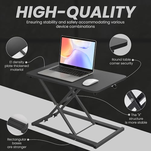 ANTHOSPACE Standing Desk Converter 23.6" x 13.4", Adjustable Height 2.4"β15.7", Sit Stand Converter with Sturdy Steel Frame, Ergonomic Standing Desk Topper & Monitor or Laptop Riser for Home Office ANTHOSPACE