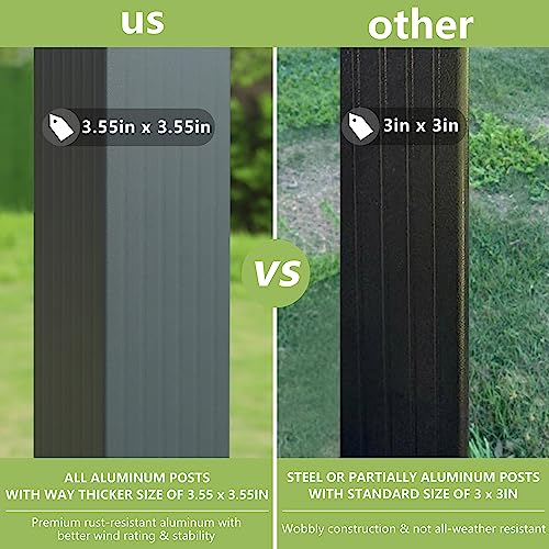 MUPATER 10' X 10' Outdoor Retractable Aluminum Pergola with Weather-Resistant Canopy for Backyard Deck Garden Grey MUPATER