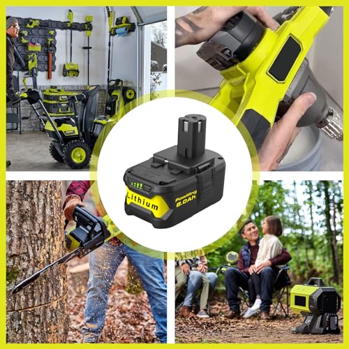 Powilling 8.0Ah Battery Replacement for Ryobi 18V Lithium ion Battery, 18 Volt Batteries for Ryobi One 18V Cordless Tools P108 P107 P105 P104 P103(2Pack) Powilling