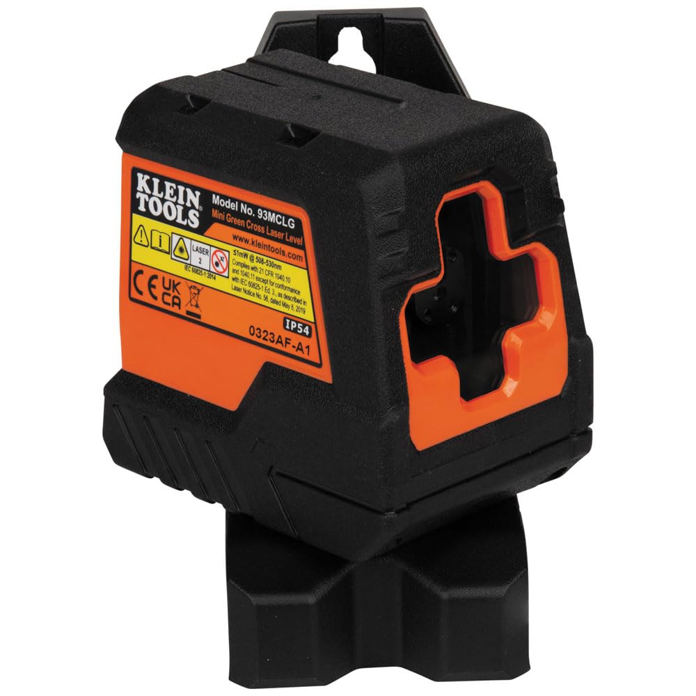 Klein Tools 93MCLG Self-Leveling Laser Level, Mini Cross-Line Level, Leveling Alignment Tool, Bright Green Horizontal and Vertical Lines Klein Tools