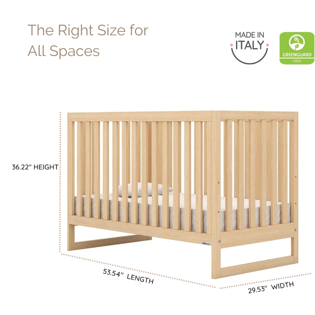 dadada Baby’s 3-in-1 Austin Convertible Crib - Newborn Essentials Baby Bed Fits Standard Crib Mattress - Adjustable Bed Base - Natural dadada