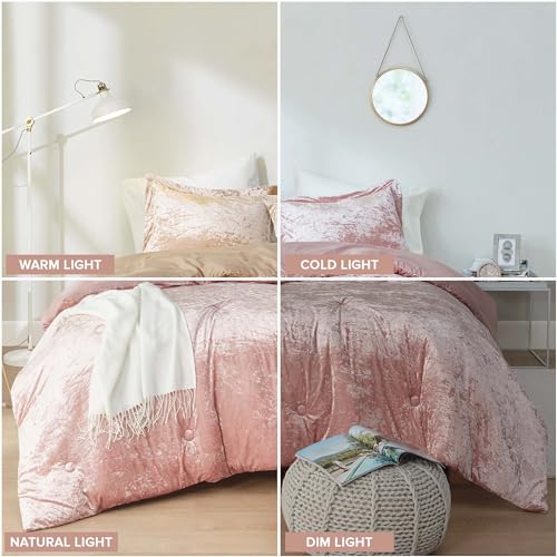 Comfort Spaces Juliette Luxe Comforter Set Velvet Lush with Soft Brushed Microfiber Reverse, All Season Cozy Velvet Bedding Sets, Fluffy Comforter Bed Set, Matching Sham, Blush Twin/Twin XL 2 Piece Comfort Spaces