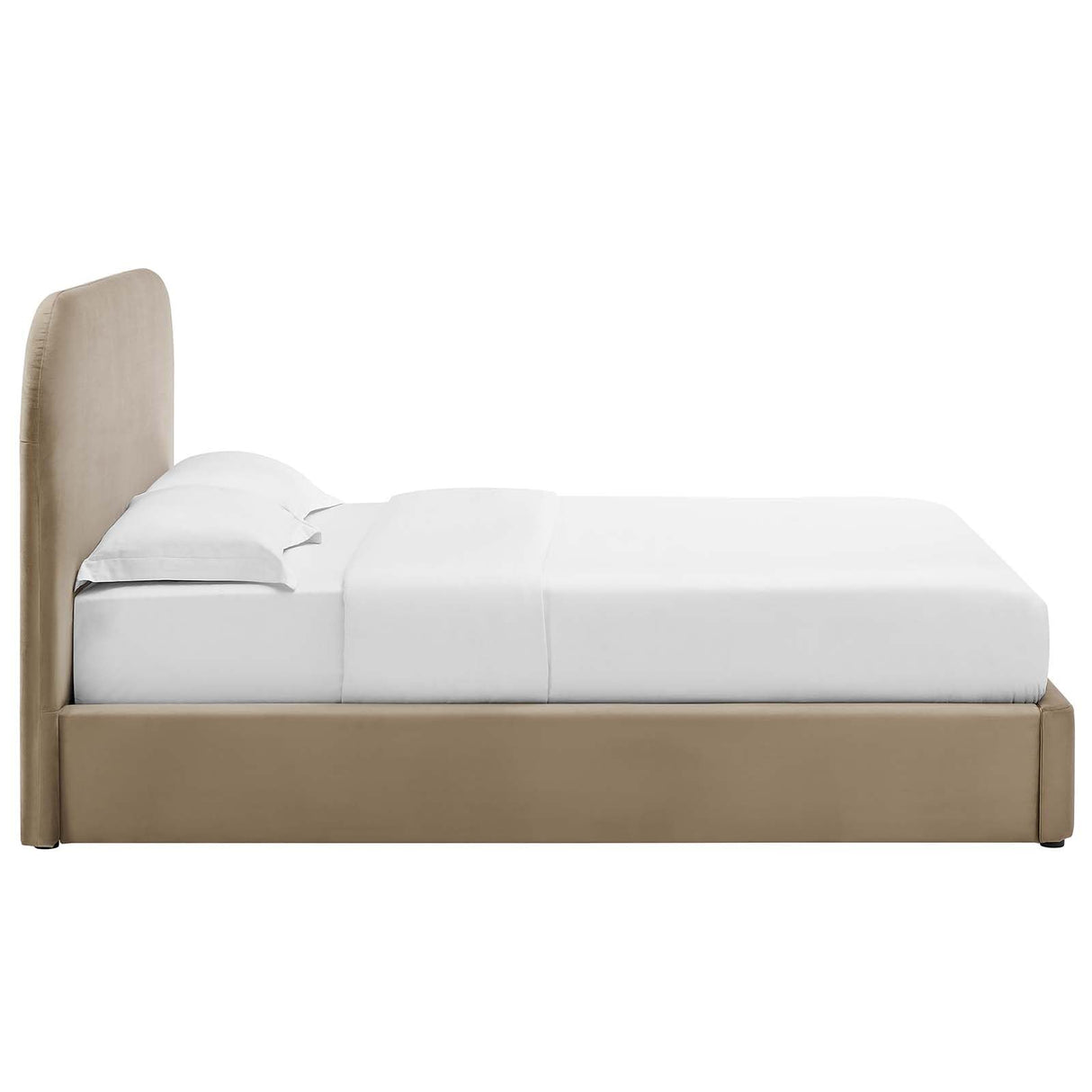 Modway Keynote Modern King Size Bed Frame with Curve Shaped Headboard in Taupe, Upholstered Performance Velvet King Platform Bed, Soft Cloud Bed Frame, No Box Spring Needed Modway