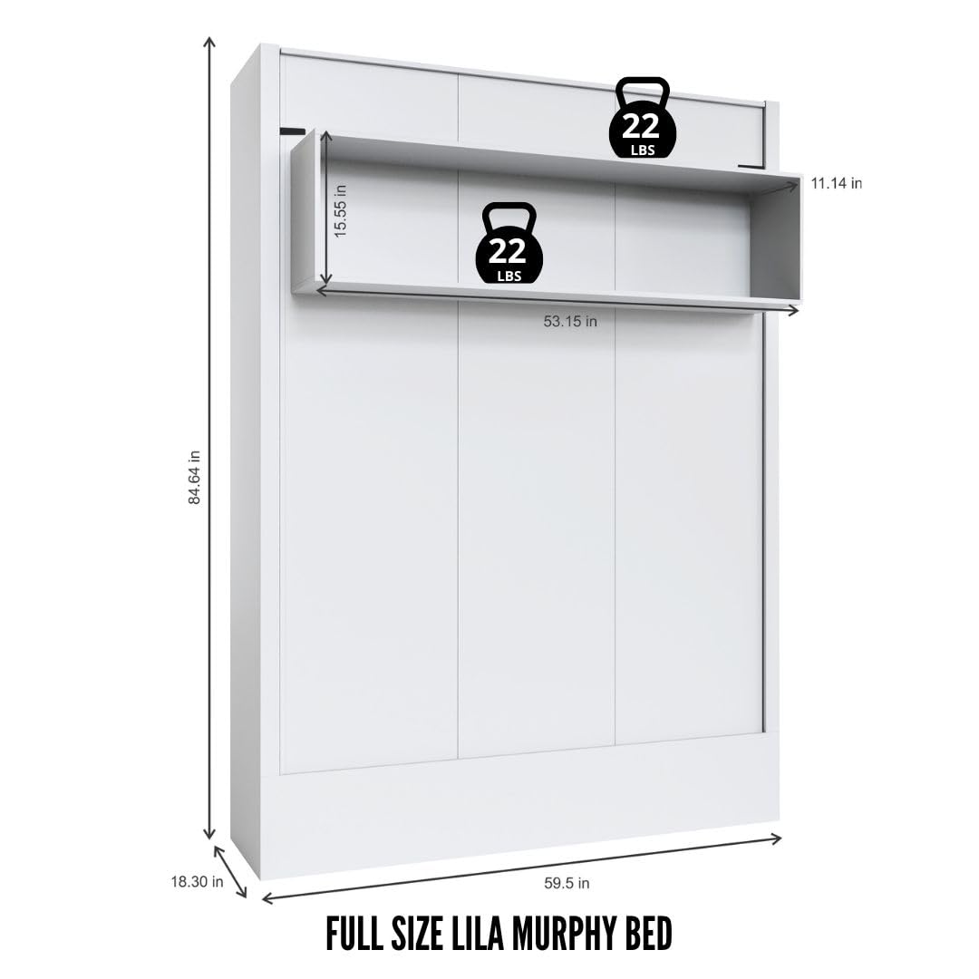 Oakland Living Easy-Lift Full Murphy Wall Bed in Black with Shelf Oakland Living