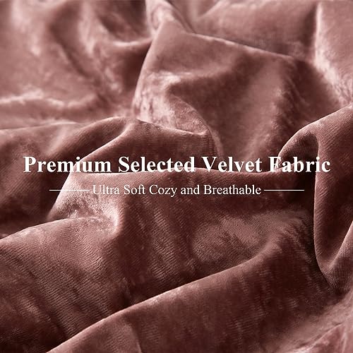 Ivellow Crushed Velvet Comforter Set King, Lightweight Comforter Set, 5pcs Ultra Soft Breathable Pink Comforter Set, Luxury Cozy Flannel Comforter King Size (1 Comforter,2 Pillow Shams, 2 Euro Shams) Ivellow