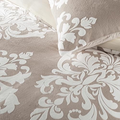 Exclusivo Mezcla Fleece King Comforter Set, Soft Fluffy Warm 3D Boho Comforters King Size, Luxury 3-Pieces Reversible Fuzzy Bedding Sets for Winter with 2 Pillow Shams, Camel Exclusivo Mezcla