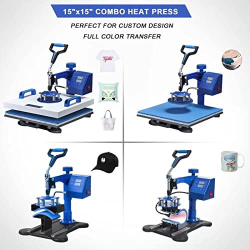 ENPAP Heat Press 15x15 Inch 8 in 1 Heat Press Machine 360-Degree Swing Away Digital T Shirt Press Machine Multifunction Sublimation Combo for T Shirts Mugs Hat Plate Cap Bottle ENPAP