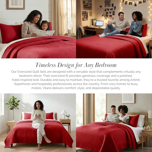 Southshore Fine Living, Inc. Full/Queen Quilt Bedding Set, Microfiber Quilts Queen Size, Coverlet, Stain & Pet Hair Resistant Bedding, Full Size Bedspread with 2 Pillow Shams, Chili Pepper Red Southshore Fine Living, Inc.