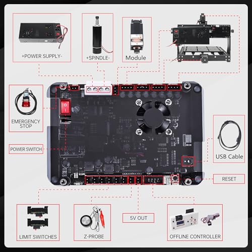 CNCTOPBAOS 4540 CNC Router Machine w/GRBL Offline Controller,500W Spindle 11000rpm,3 Axis Milling Engraving Wood Cutting Carving Engraver Machine For Metal Acrylic MDF Nylon Plastic 16.9x5.4x3.5inch CNCTOPBAOS