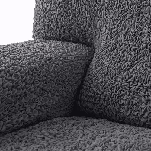 PAULATO BY GA.I.CO. Futon Cover - Armless Couch Cover Sofa Bed Slipcover Without Armrest - Soft Fabric Covers - 1-Piece Form Fit Stretch Futon Protector for Kid Pet - Microfibra - Dark Grey PAULATO BY GA.I.CO.