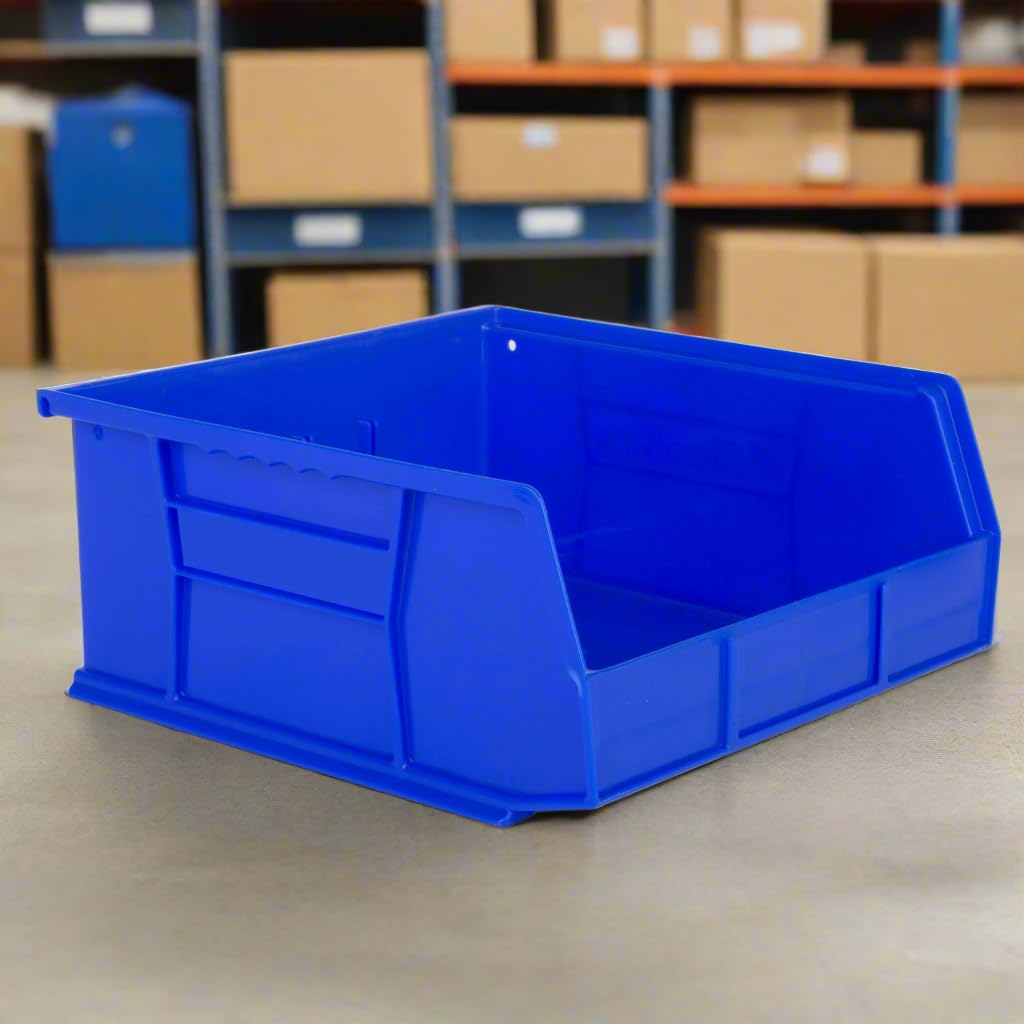 Hudson Exchange 11" x 11" x 5" Plastic Stackable Storage Bin and Hanging Container (Blue, 1 Pack) HE HUDSON EXCHANGE